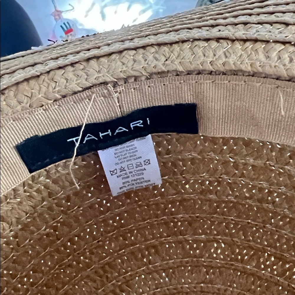 Tahari Tan Braided Trim Hat - Picture 3 of 5